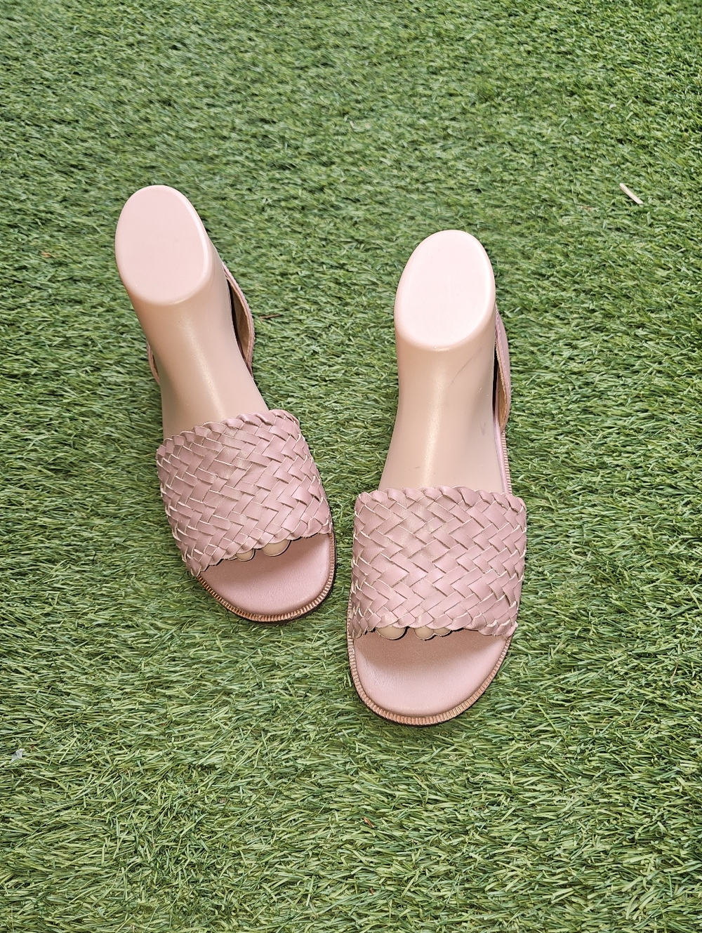 MADEWELL 'Rose Pink/Taupe' Woven Flats Sandals Summer Slipons 7.5 Cute Pre-owned